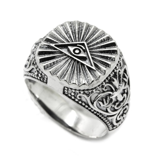 Eye of Providence Masonic Style Men's Ring Silver 925