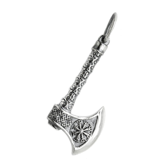 Wikinger-Axt-Anhänger, keltische Runenrad-Axt, Herren-Anhänger aus Sterlingsilber