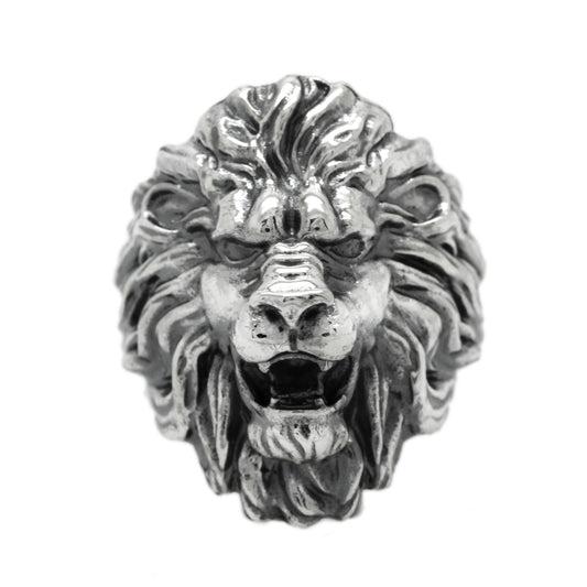 Huge Lion Mens Ring Silver 925