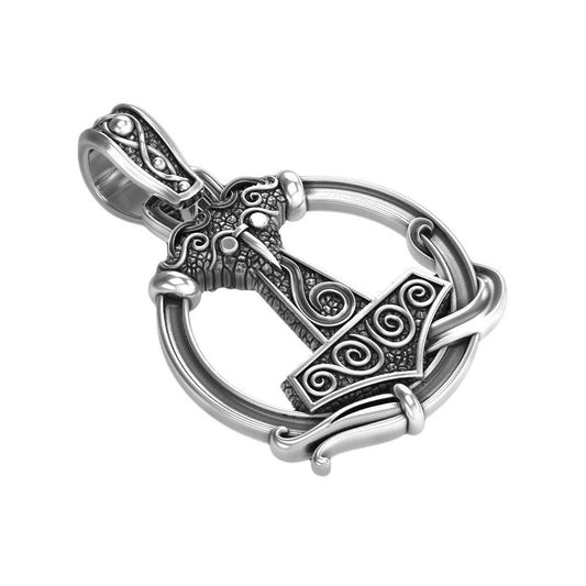 Viking Pendant Thor's Hammer With Patterns Silver 925