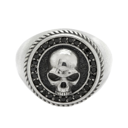 Totenkopfring mit Edelsteinen, Sterlingsilber 925