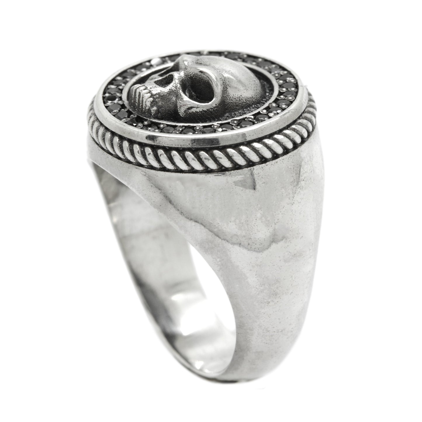 Totenkopfring mit Edelsteinen, Sterlingsilber 925