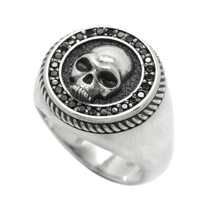 Totenkopfring mit Edelsteinen, Sterlingsilber 925