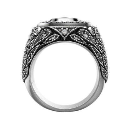 Kulatý broušený černý zirkonový pánský Signet Silver 925