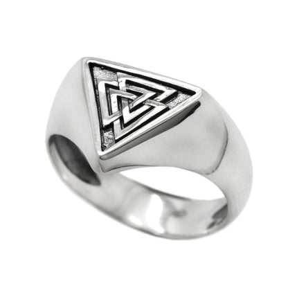 Unisex prsten Valknut Odin Symbol stříbrný 925
