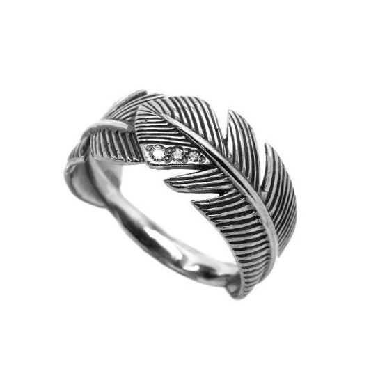 Bird Feather Women's Ring Silver 925