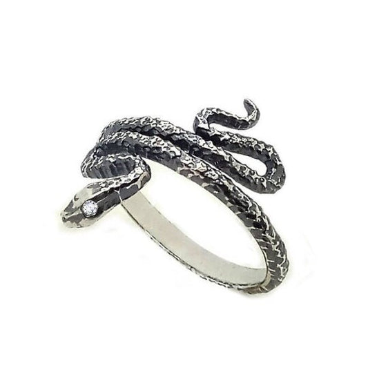 Snake Ring with Zircons Silver 925