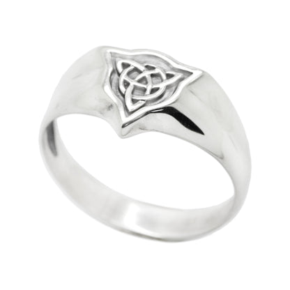 Triquetre slawischer keltischer Herrenring Sterling Silber Ring, Dreieckssiegel