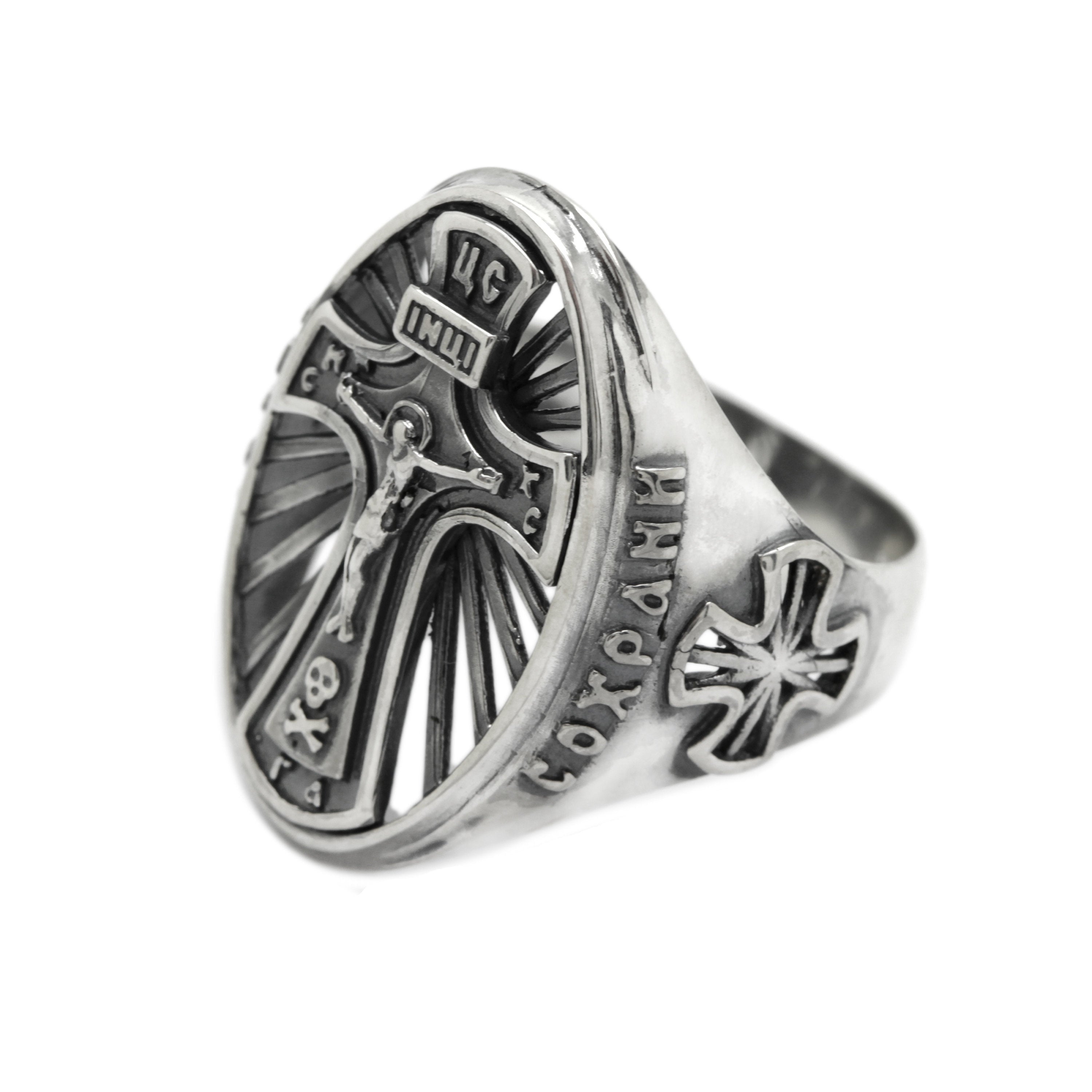 Jesus Christ Bless & Save Men's Ring Silver 925 – INDIGO jewelry