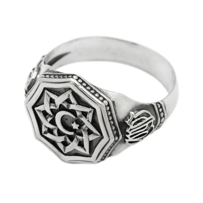 Islam Symbol Star and Crescent Moon Ring Silver 925