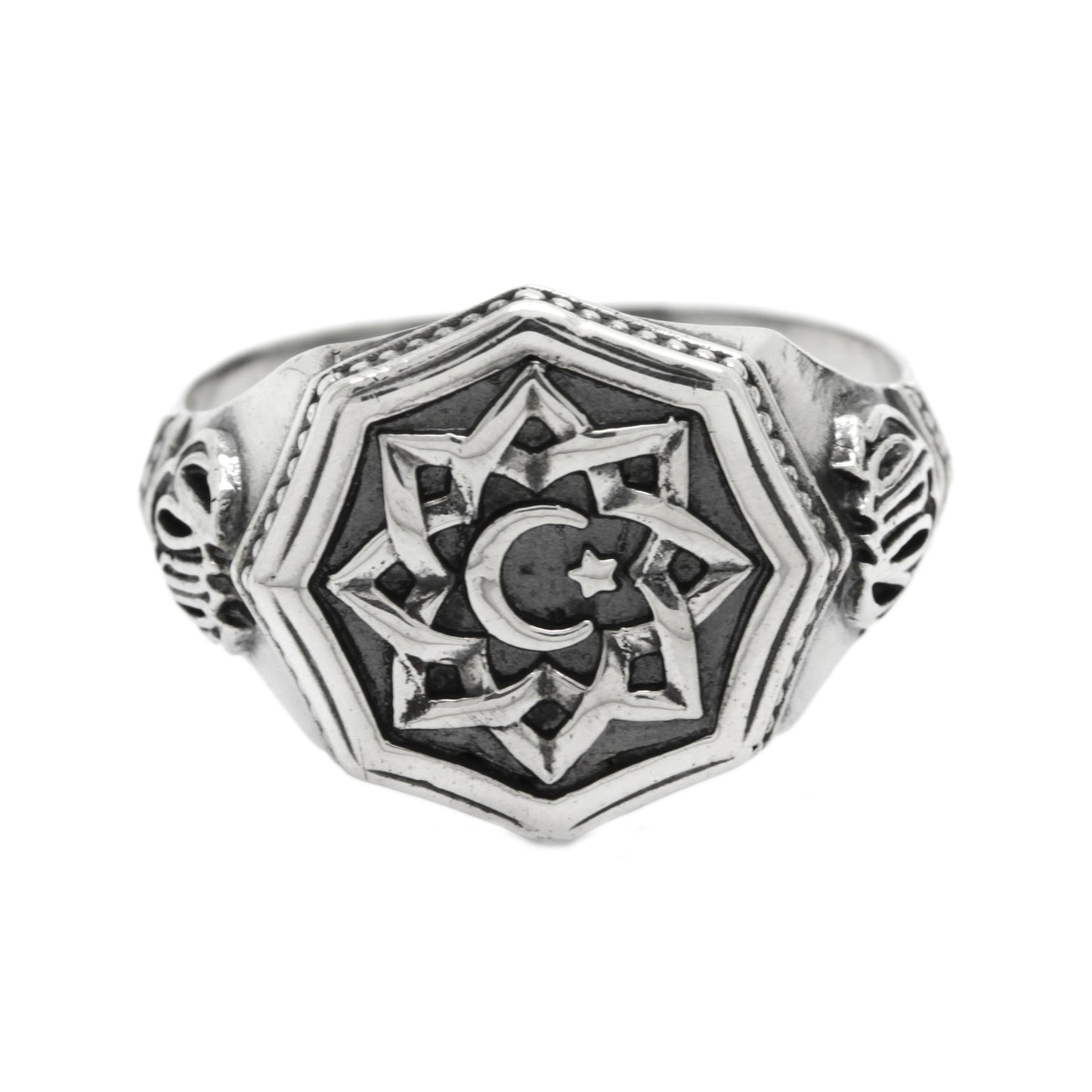 Islam Symbol Star and Crescent Moon Ring Silver 925