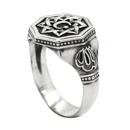 Islam Symbol Star and Crescent Moon Ring Silver 925