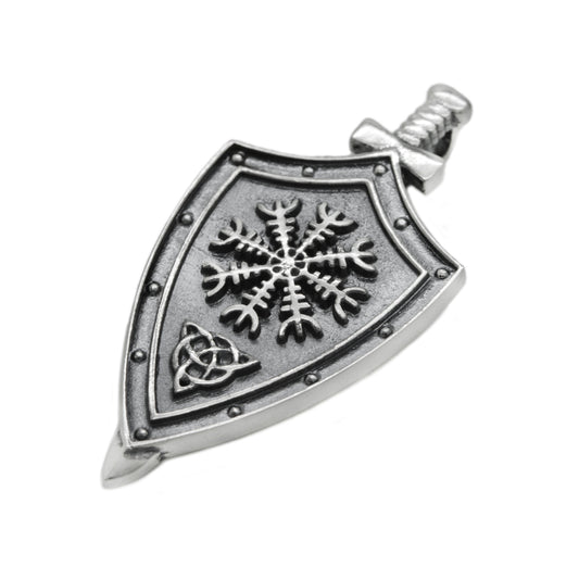 Shield Pin, Helm of Awe, Helm of Terror, Aegishjalmur, Aegishjelm, Sterling Silver 925