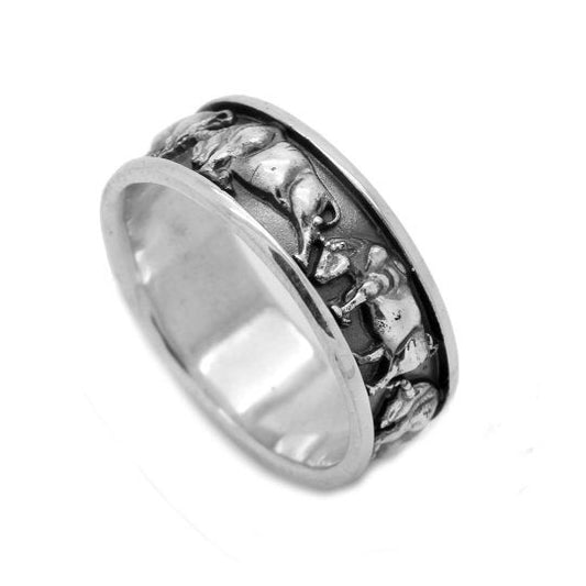 Apis Bull Taurus Engagement Unisex Ring Silver 925