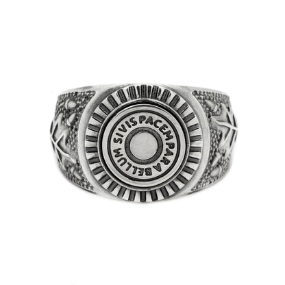 Si Vis Pacem Para Bellum Bullet Mens Silver Ring