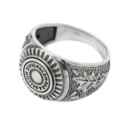 Si Vis Pacem Para Bellum Bullet Mens Silver Ring