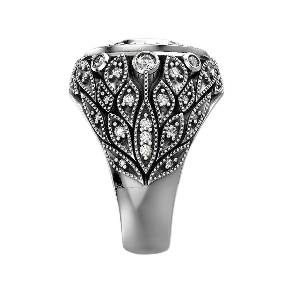 Kulatý broušený černý zirkonový pánský Signet Silver 925
