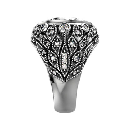 Kulatý broušený černý zirkonový pánský Signet Silver 925