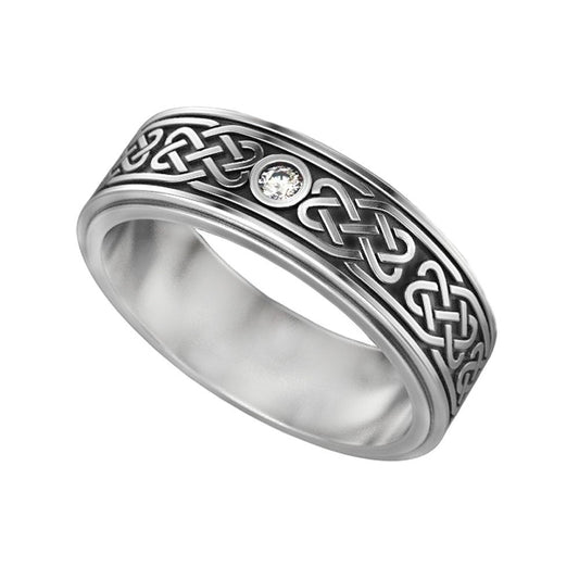 Celtic Ornament Engagement Sterling Silver Ring
