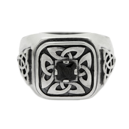 Čtyřlístek s černým zirkonovým pánským prstenem Silver 925