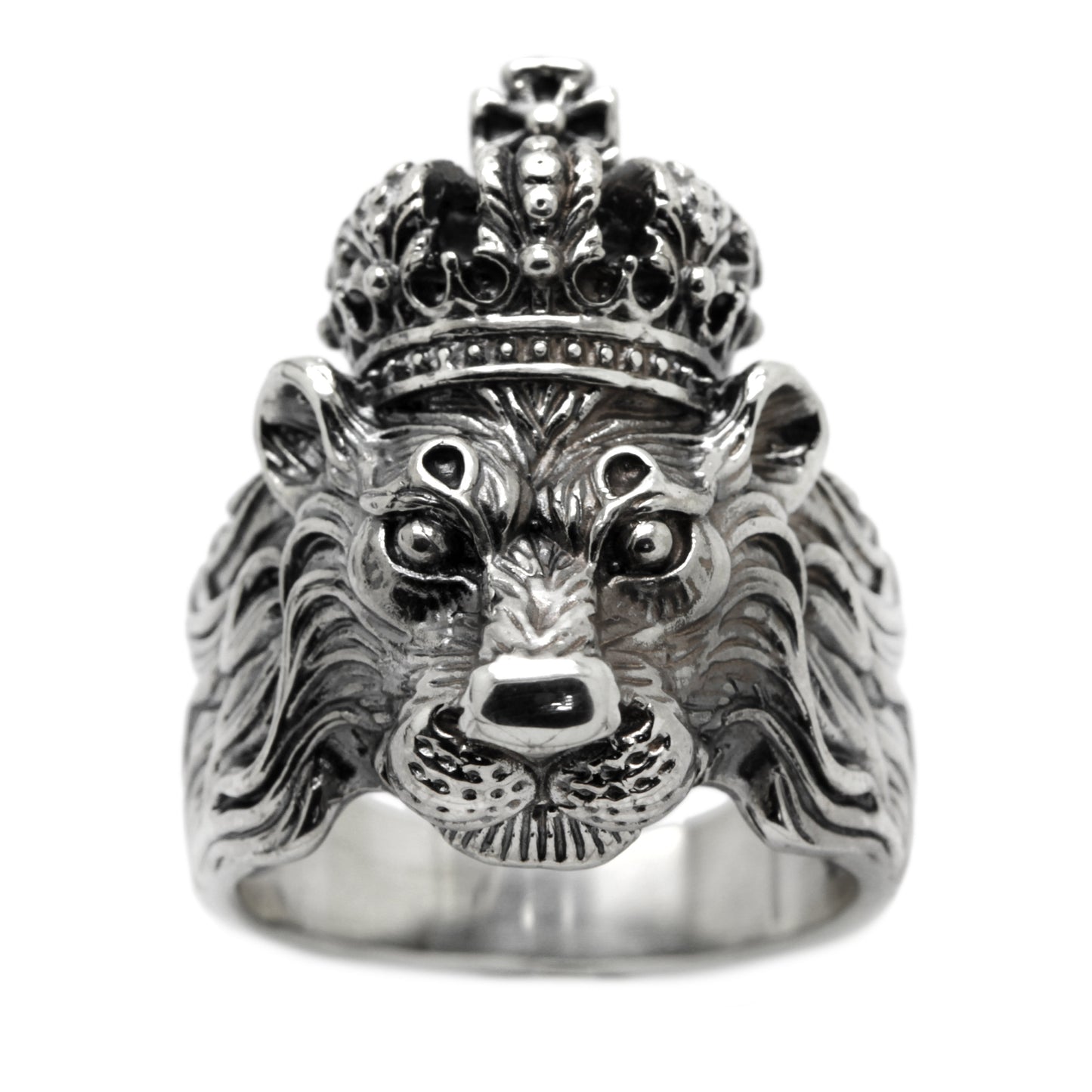 The Lion King Mens Signet With Crown Sterling Silver 925