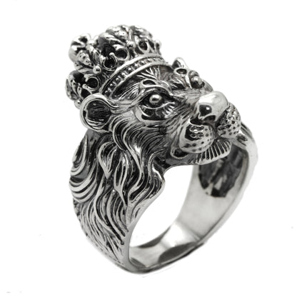 The Lion King Mens Signet With Crown Sterling Silver 925
