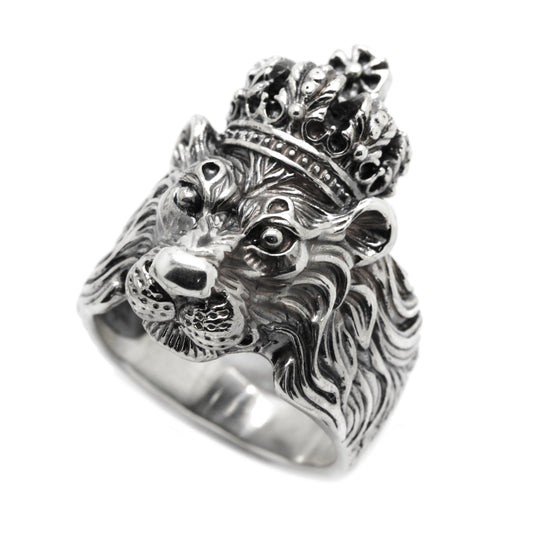 The Lion King Mens Signet With Crown Sterling Silver 925