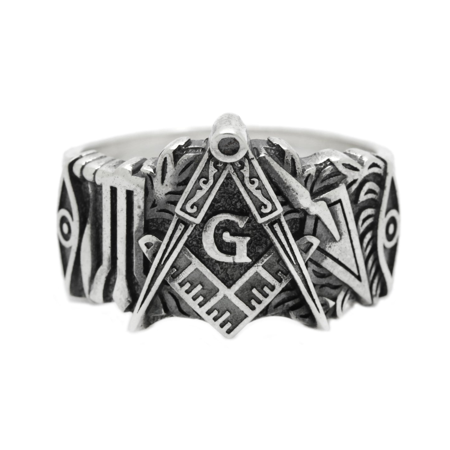 Masonic Freemasonry Square and Compass Sterling Silver Ring