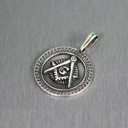 Masonic Great G, Compass and Square G,  Men's Pendant Silver 925
