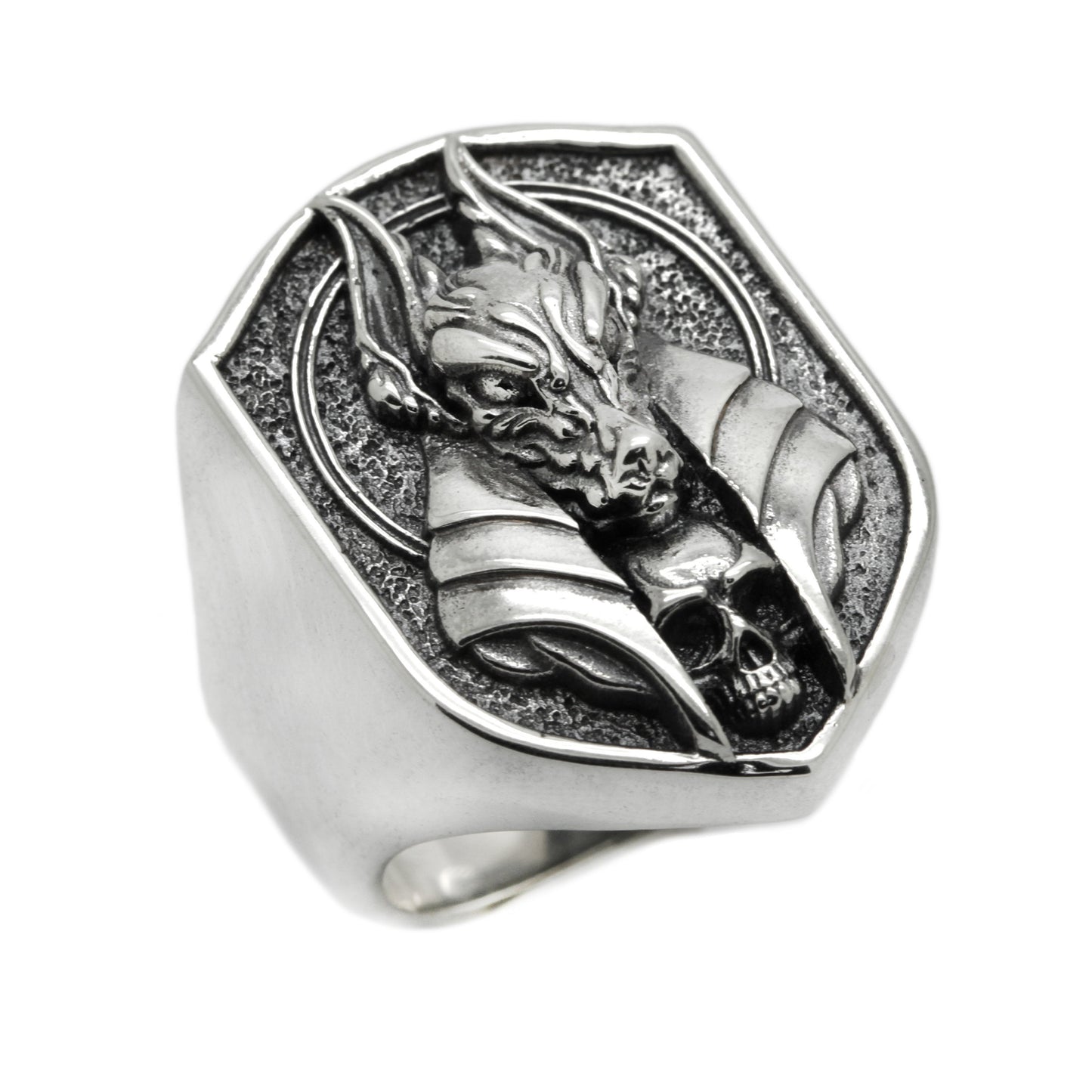 Anubis Egypt of God, A Huge Man Sterling Silver Ring Signet