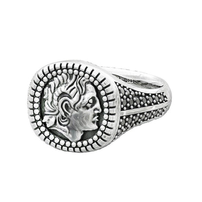 Alexander The Great Mens Ring with Gemstones Silver 925