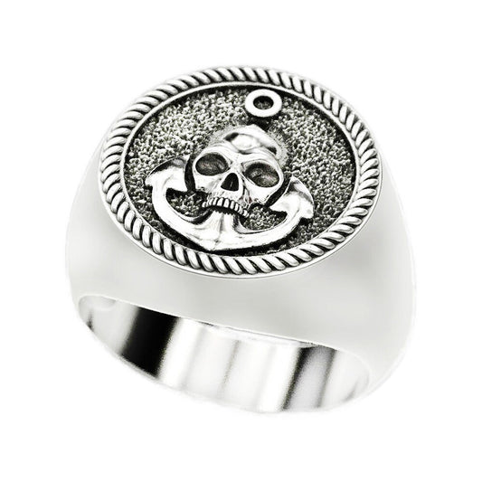 Skull and Anchor Men Ring Silver 925