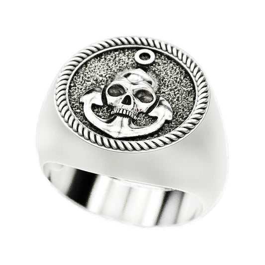 Totenkopf und Anker Herrenring Silber 925