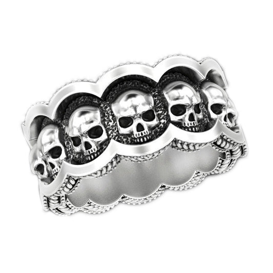 Gothic Skull Engagement Ring, Dark Sterling Silver, Pinky Ring, Skeleton Ring, Memento Mori Ring, Santa Muerte