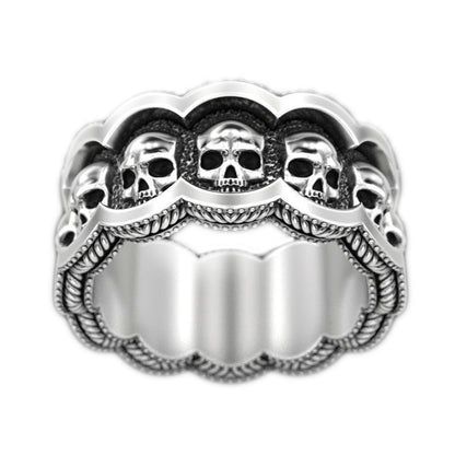 Gothic Skull Engagement Ring, Dark Sterling Silver, Pinky Ring, Skeleton Ring, Memento Mori Ring, Santa Muerte