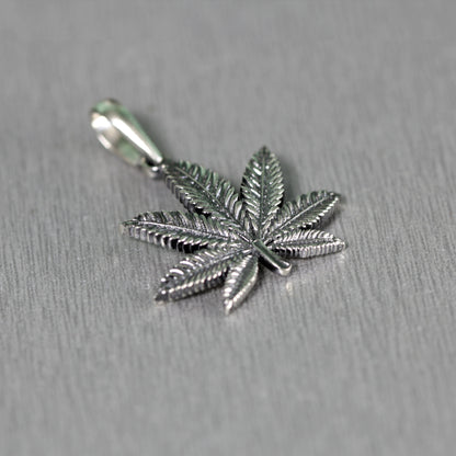 Cannabis Mary Jane Pendant, Marijuana Sterling Silver 925