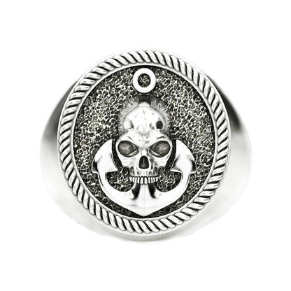 Totenkopf und Anker Herrenring Silber 925