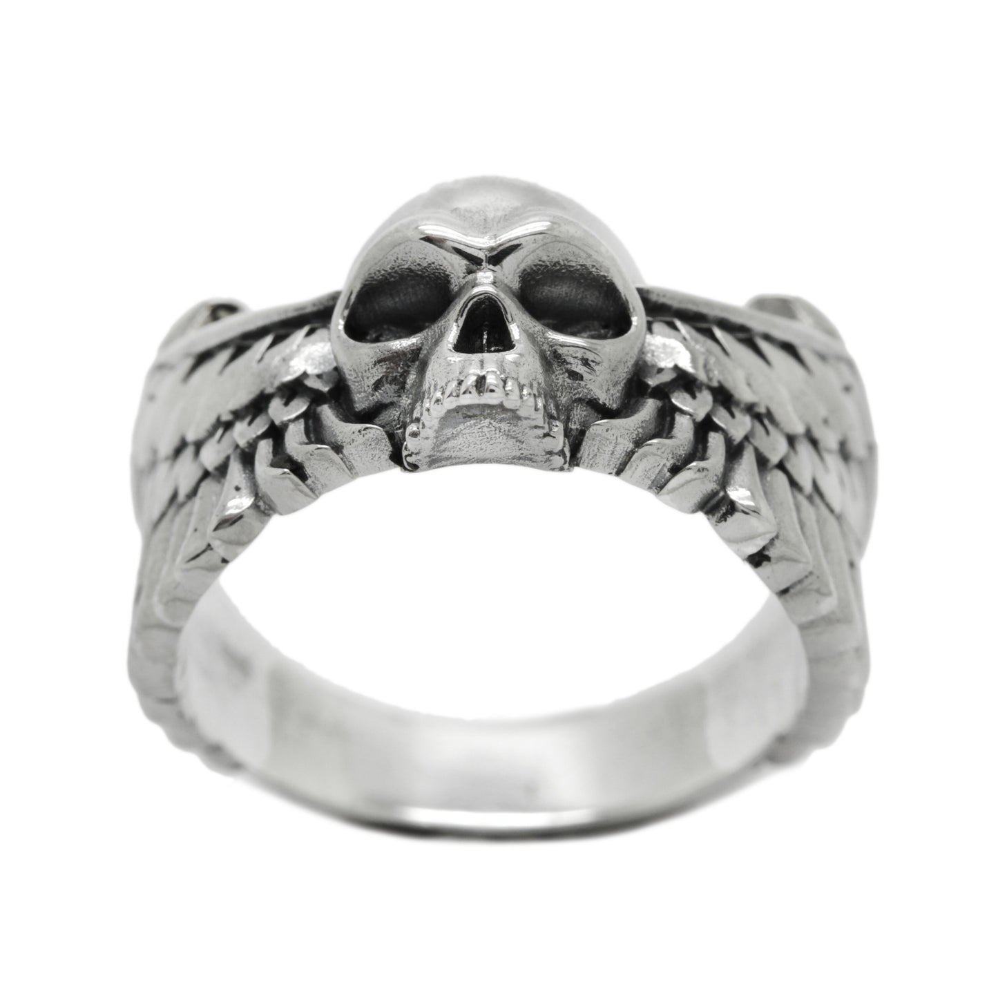 Skull and Wings Ring, Sterling Silver 925