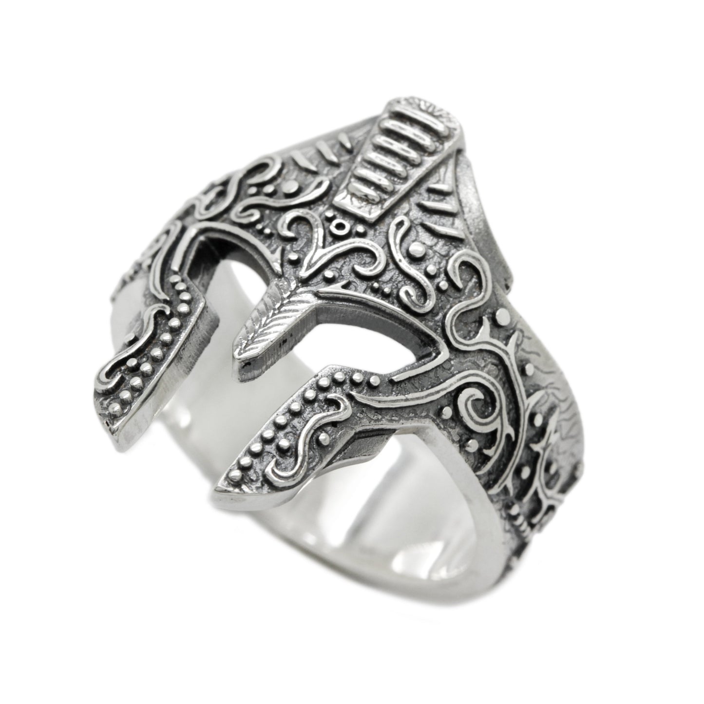 Greek Knight Helmet Men Ring Silver 925