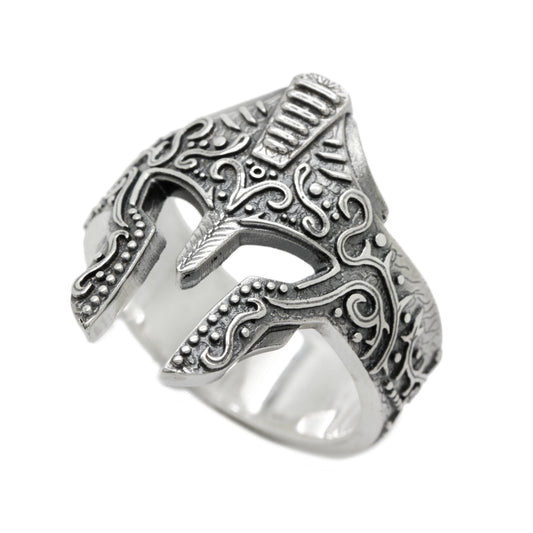 Stříbrný pánský prsten s přilbou Řecký rytíř 925