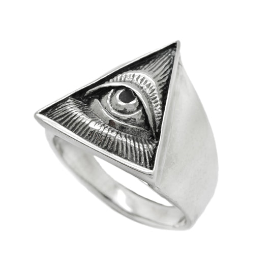 All Seeing Eye of God,  Eye of Providence, Triangle Delta, Sterling Silver Ring