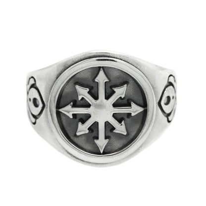 Chaos Magic Star Occult Men Signet Sterling Silver Prsten