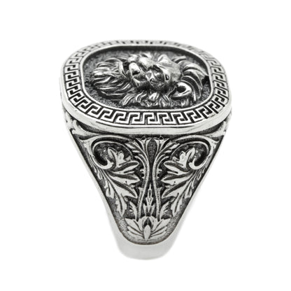 Greek Style Lion, Men Ring Sterling Silver