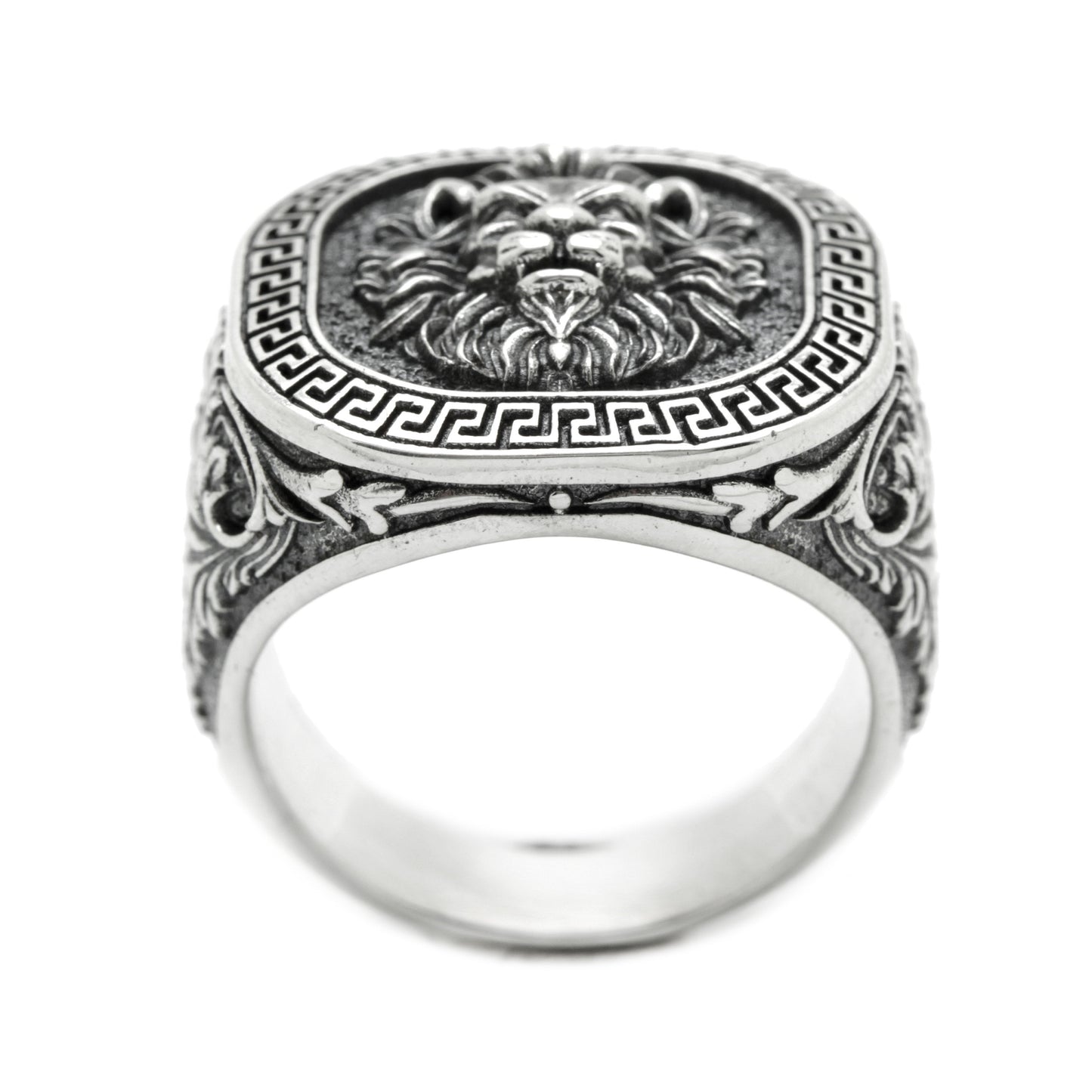 Greek Style Lion, Men Ring Sterling Silver