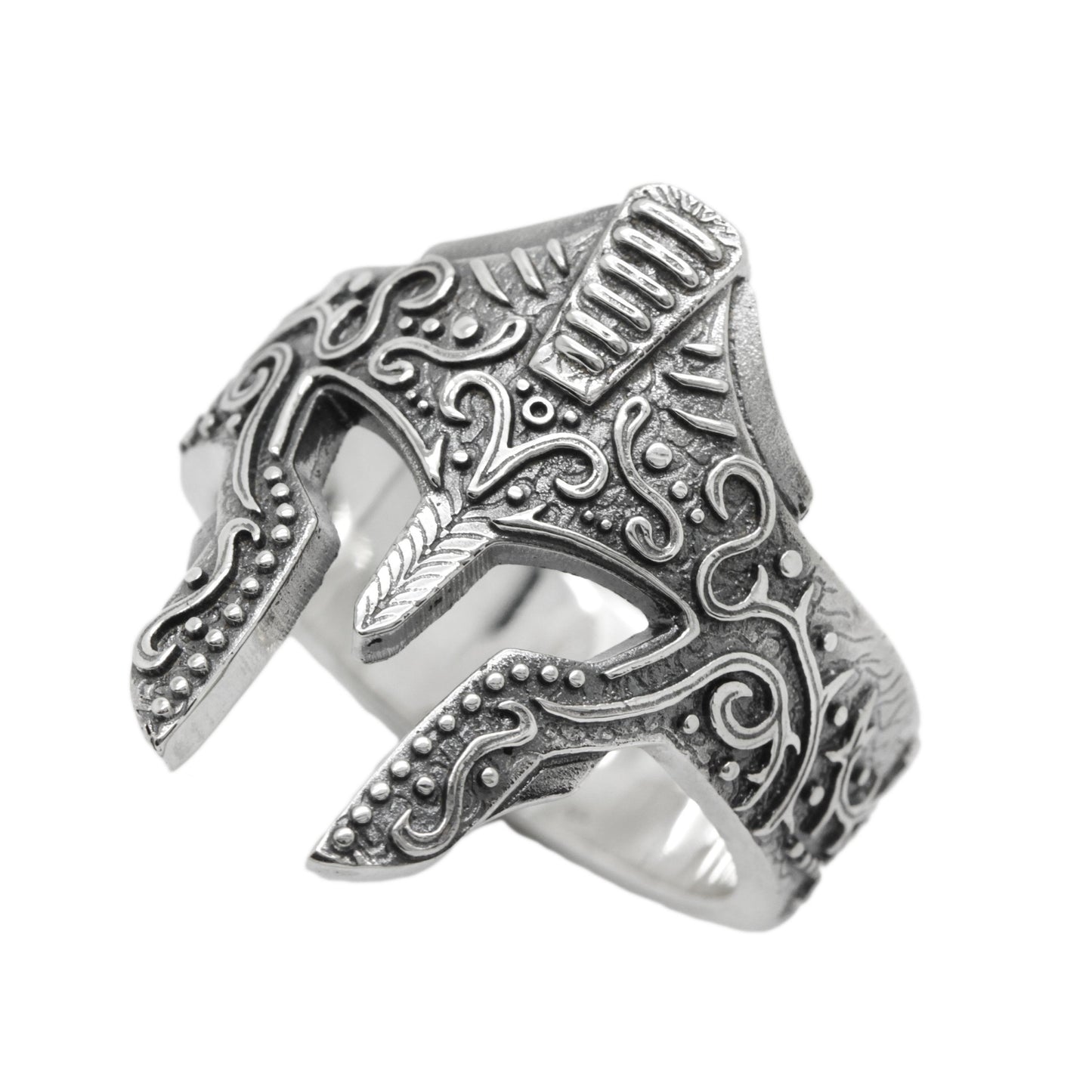 Greek Knight Helmet Men Ring Silver 925