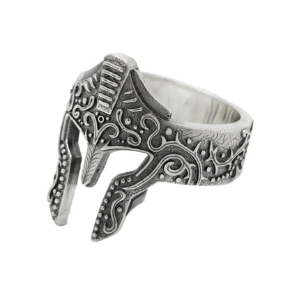 Greek Knight Helmet Men Ring Silver 925