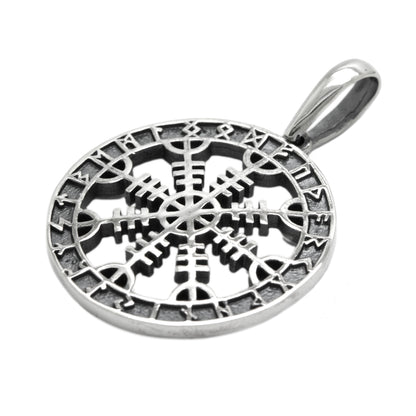 The Helm of Awe, Vegvisir, Runic Circle, Viking Runic Compass, Pendant Sterling Silver 925