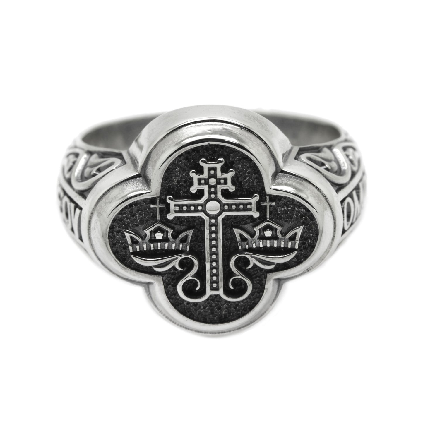 Ancient Blessing Orthodox Byzantine Mens Signet Ring Sterling Silver 925