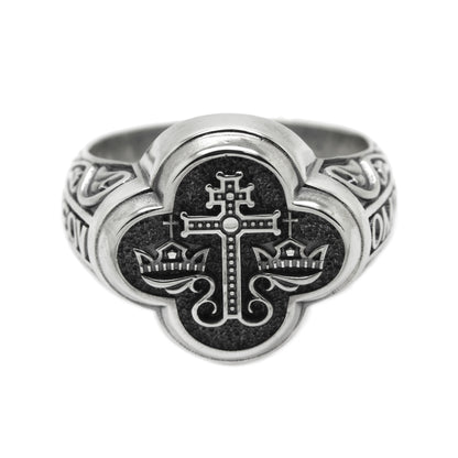 Ancient Blessing Orthodox Byzantine Mens Signet Ring Sterling Silver 925