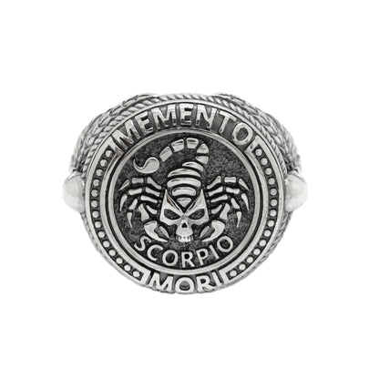Scorpio Memento Mori, Zodiac Skull Ring, Sterling Silver 925